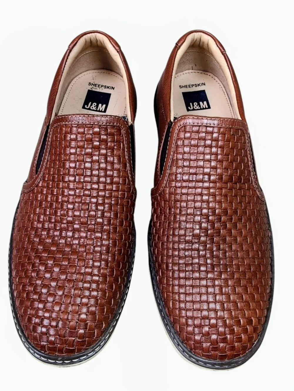 Johnston & Murphy Mcguffey Woven Sheepskin Casual Shoes Men's Size 8M Cognac